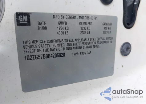 2008 Pontiac G6 из США, поврежденный, VIN 1G2ZG57B884206828